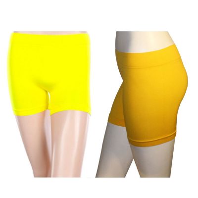 Bright Yellow Seamless Basic Athletic Layering Shorts Leggings Spandex ONE SIZE